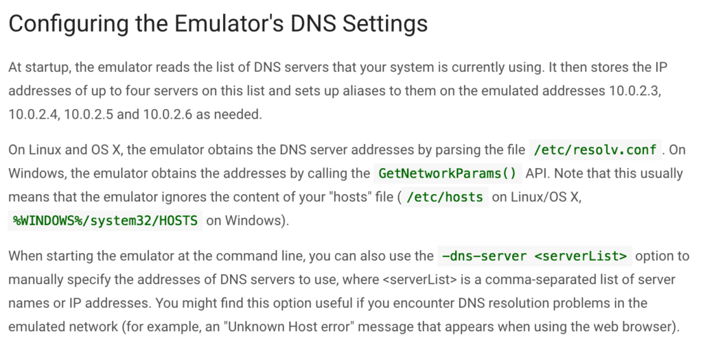 mac windows emulator dns issue